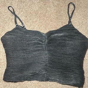 EXPRESS- Grey Ruffled Elegant Tank